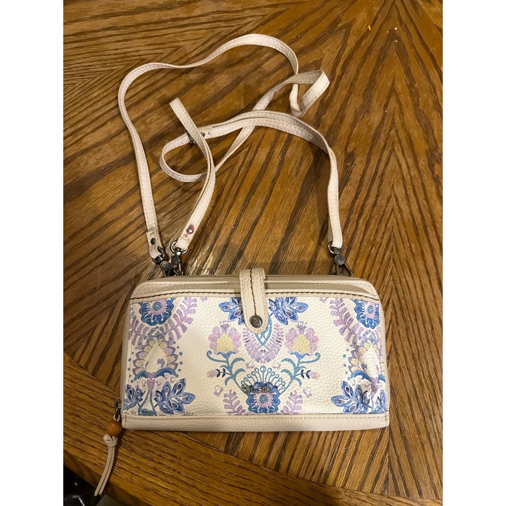 The Sak Iris Smartphone Crossbody Wallet White Floral Mandala Vegan Leather Bag